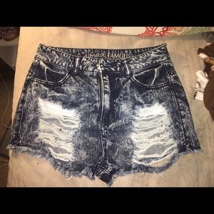 High waisted denim shorts