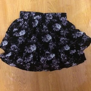 Black Floral Skirt