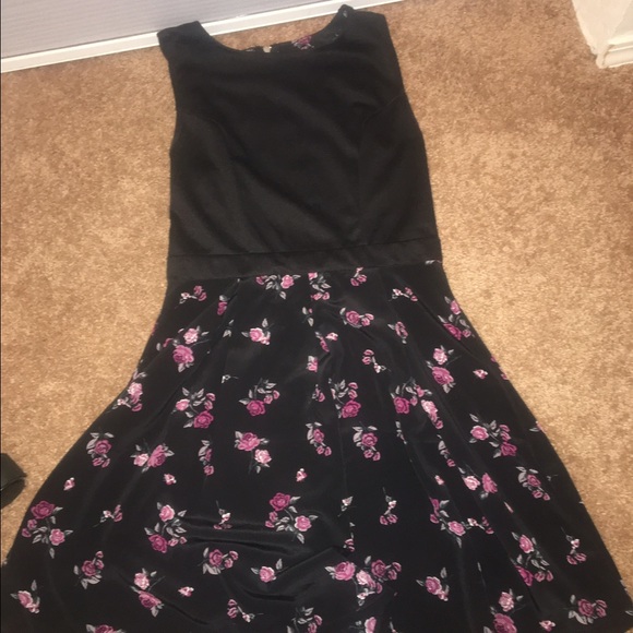Black simple dress with floral print