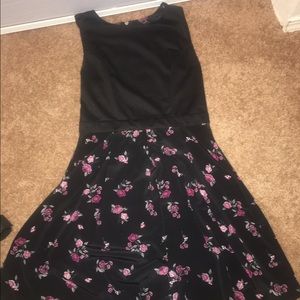 Black simple dress with floral print