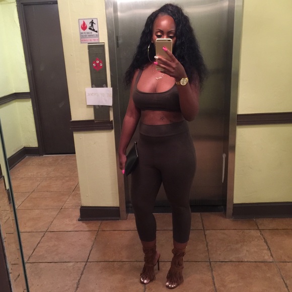 2 piece Olive Green Set! Worn Once!