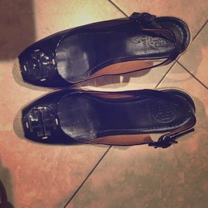 Tory Burch patent leather wedges