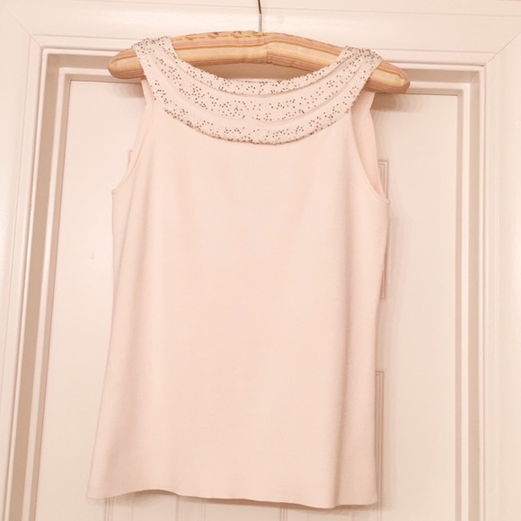 Elegant Ivory Beaded Sleeveless Top