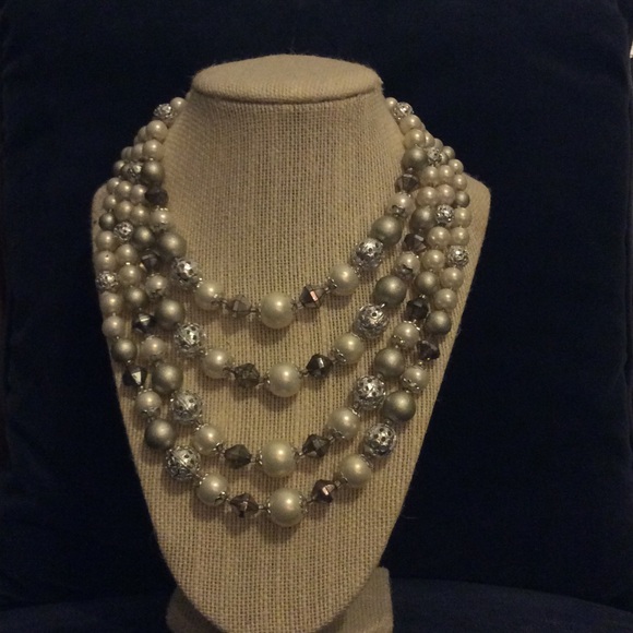4(four) Strand Vintage Necklace - Faux Pearls, EUC
