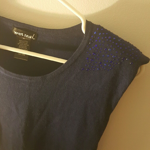 Navy Blue Tunic Sweater Top - Picture 2 of 3