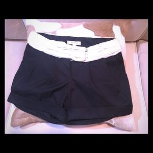 Black and cream pleated dress shorts