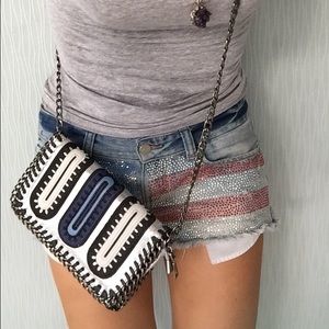 Silver cross body chain bag