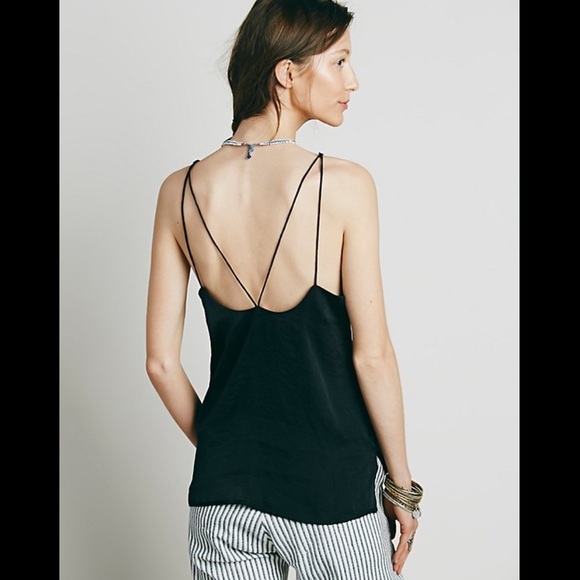 ❣LOWEST 1HR SALE❣FREE PEOPLE black silky tank - Picture 3 of 3