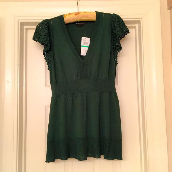 NWT BCBGMaxAzria Silk Dark Green Top