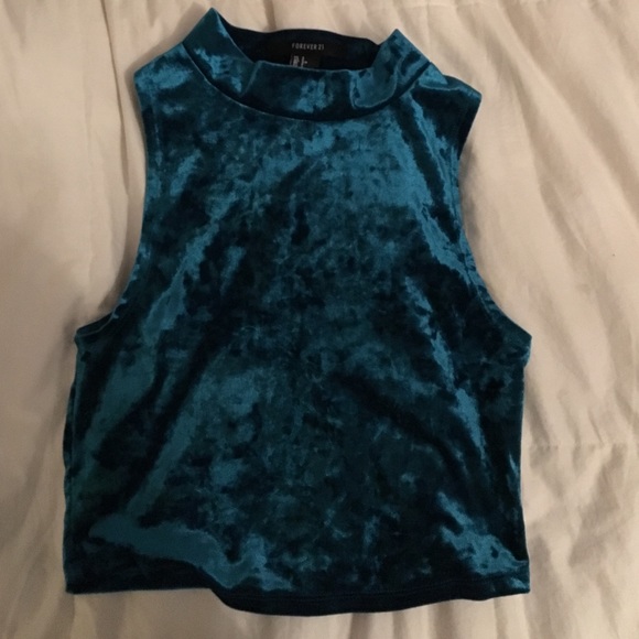 Blue velvet crop top