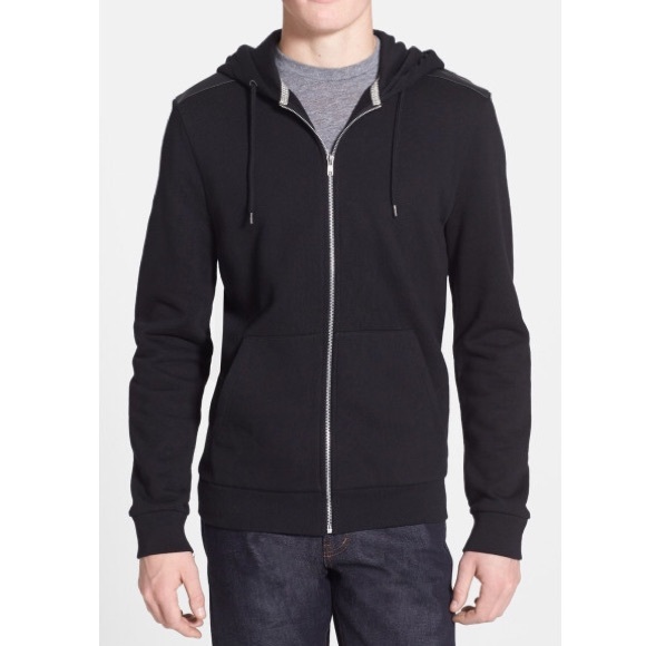 🚫SOLD🚫 TOPMAN Black Zip-Up w/ Leather Shoulders