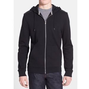 🚫SOLD🚫 TOPMAN Black Zip-Up w/ Leather Shoulders