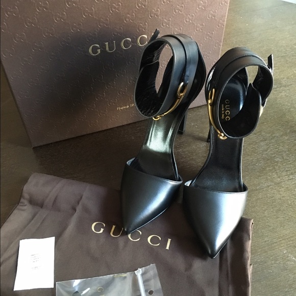 NEW-Gucci Pointed Strappy Pumps-36.5