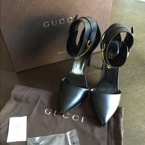 NEW-Gucci Pointed Strappy Pumps-36.5