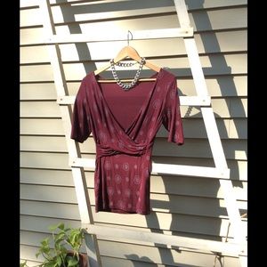 Dark Red half-sleeve Women's Top Sz Small