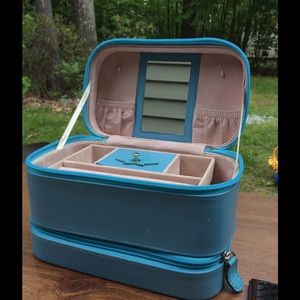 Travel jewelry case - soft blue