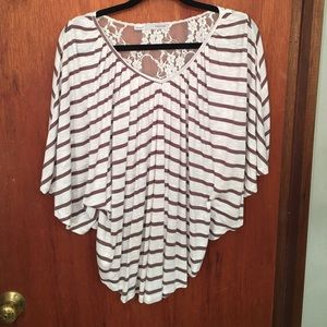 Striped Blouse with Lace Detail