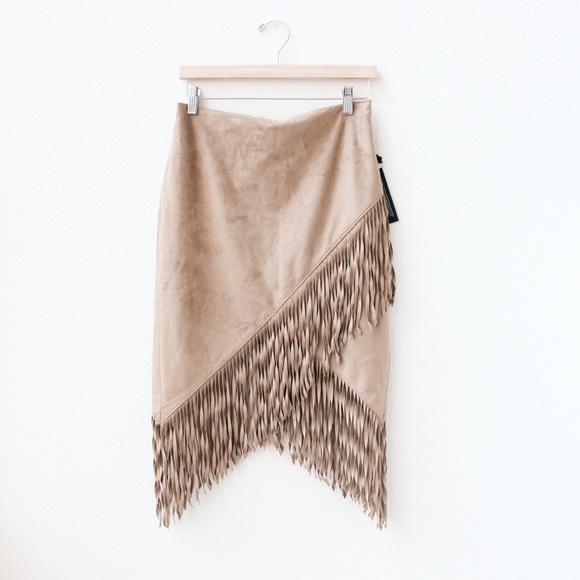 Suede Fringe Skirt