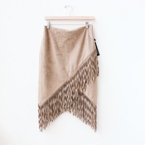 Suede Fringe Skirt