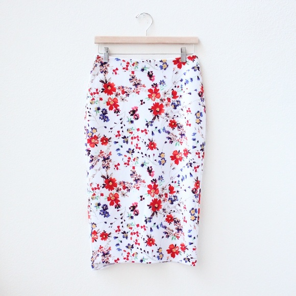 Floral Midi Pencil Skirt