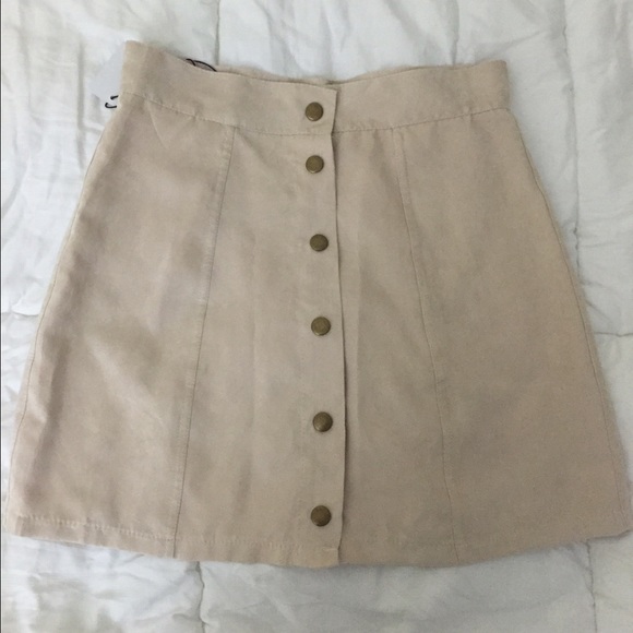 New khaki suede mini skirt