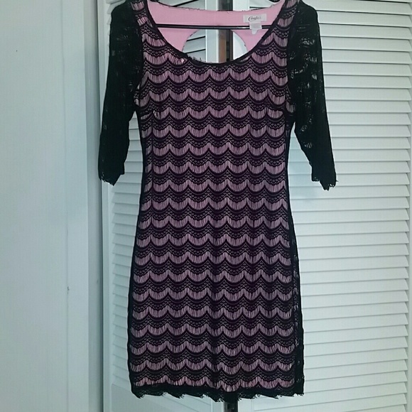 Black/pink lace dress