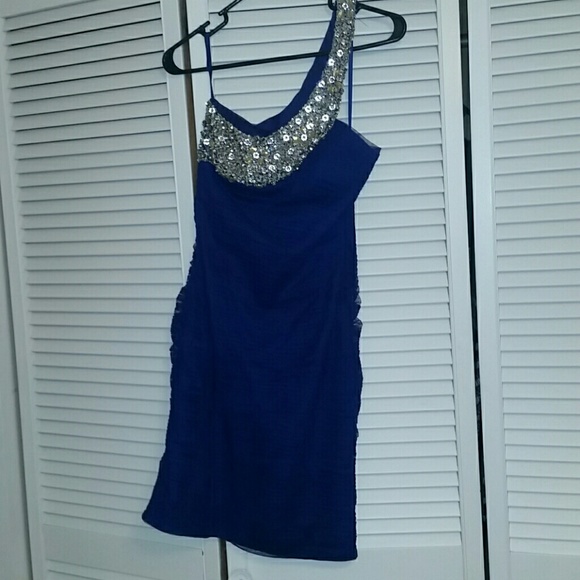 Navy blue off the shoulder formal dress
