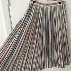 midi length candy striped pleated vintage skirt