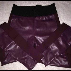 Maroon leather leggings NWOT