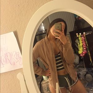 F21 Beige Bomber Jacket