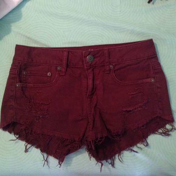 Maroon American Eagle Jean Shorts