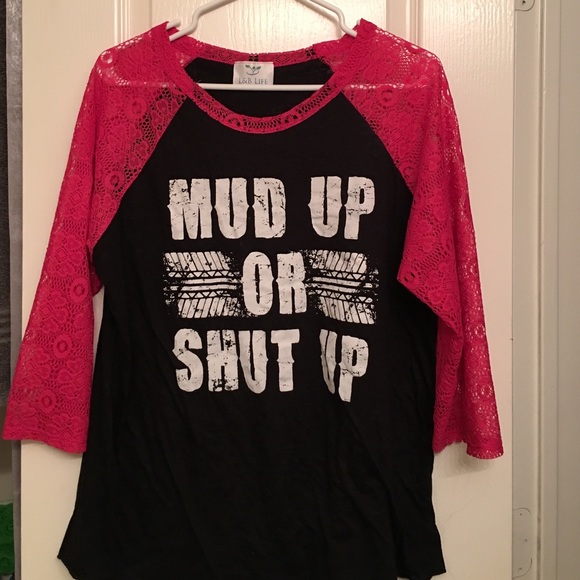 L&B Life black and pink lace 3/4 sleeved shirt