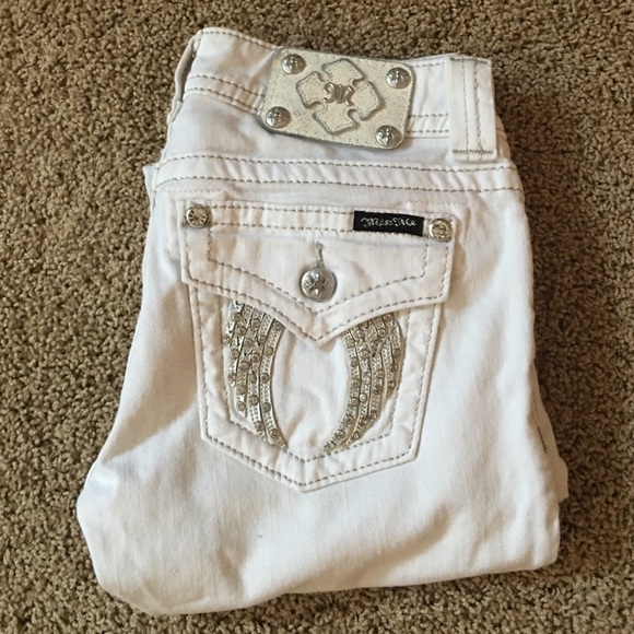 White Miss Me Skinny Jeans Size 27 Bling Pockets