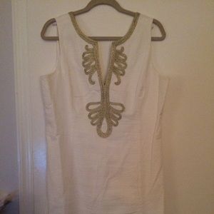EUC Lilly Pulitzer White & Gold Janice sz 14