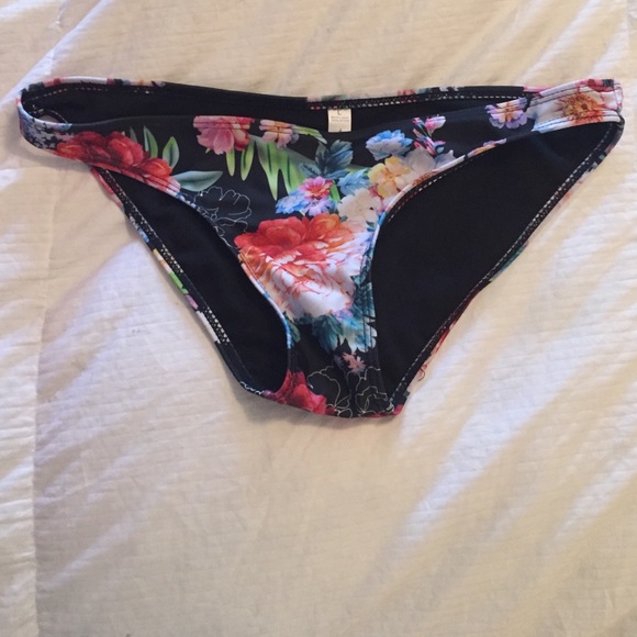 Floral and black bathing suit bottoms