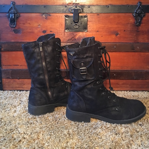 roxy combat boots black