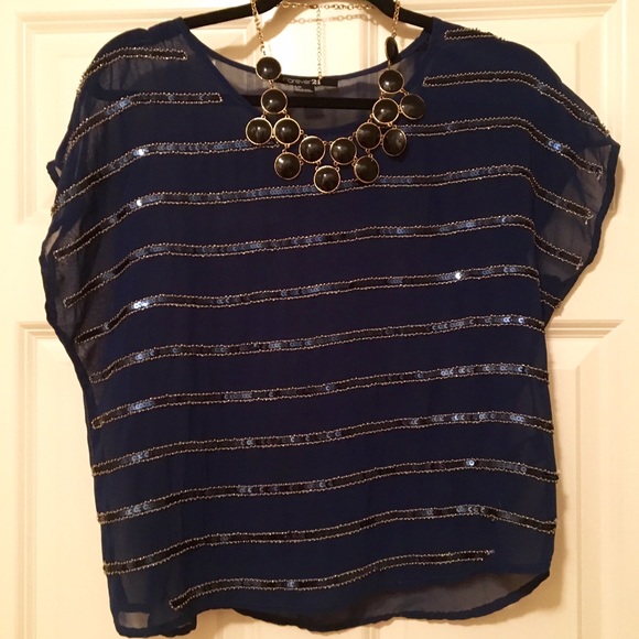 Royal Blue Top with Sequins
