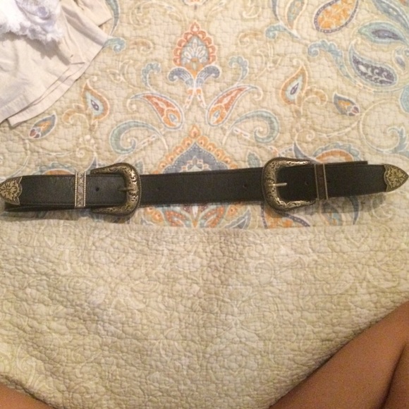 Western Two Buckle Metal Belt