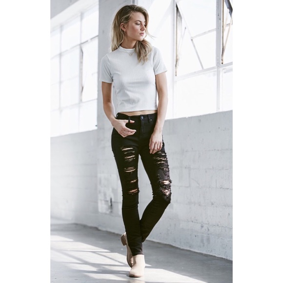 Kendall & Kylie Ripped Moto Jeans