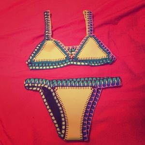 Neoprene and Crochet Bikini set