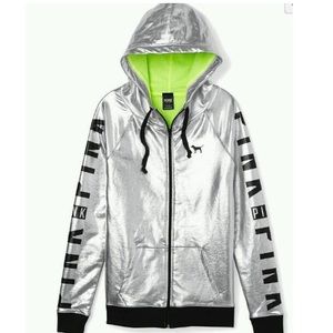 Victoria Secret Pink Silver Metallic Hoodie