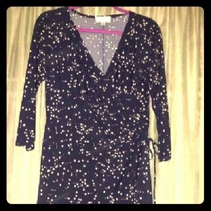 Faux wrap v-neck dress