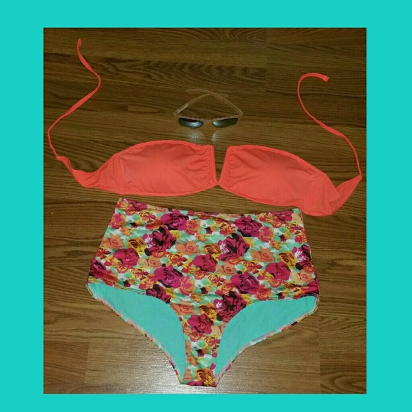 Floral Gorgeous Bikini Underwire High Waisted Sz L - Picture 1 of 4