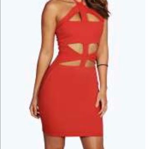 Boohoo Cut Out Detail Halterneck Bodycon Dress