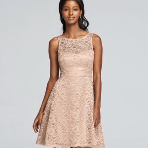 Short Sleeveless Metallic Lace Bridesmaids Dress