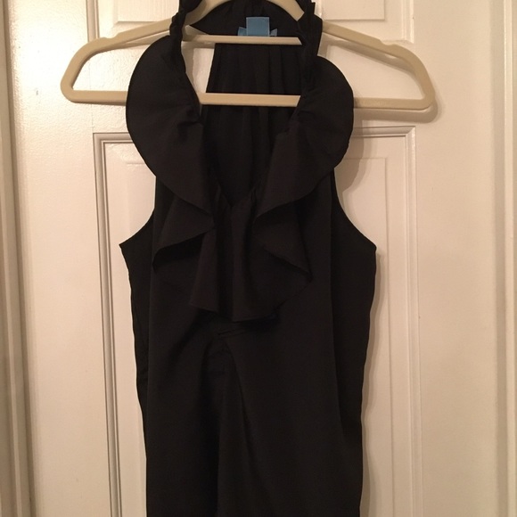 Black ruffled sleeveless top