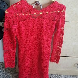 Red Lace floral Dress