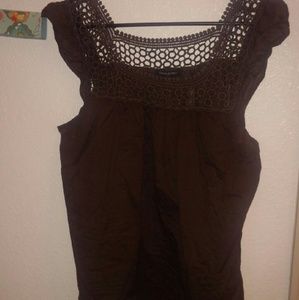 Banana republic brown crochet tank xl cotton
