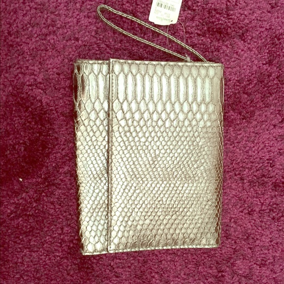Snakeskin silver clutch