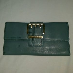 Michael Kors blue leather wallet ***Water Damage**